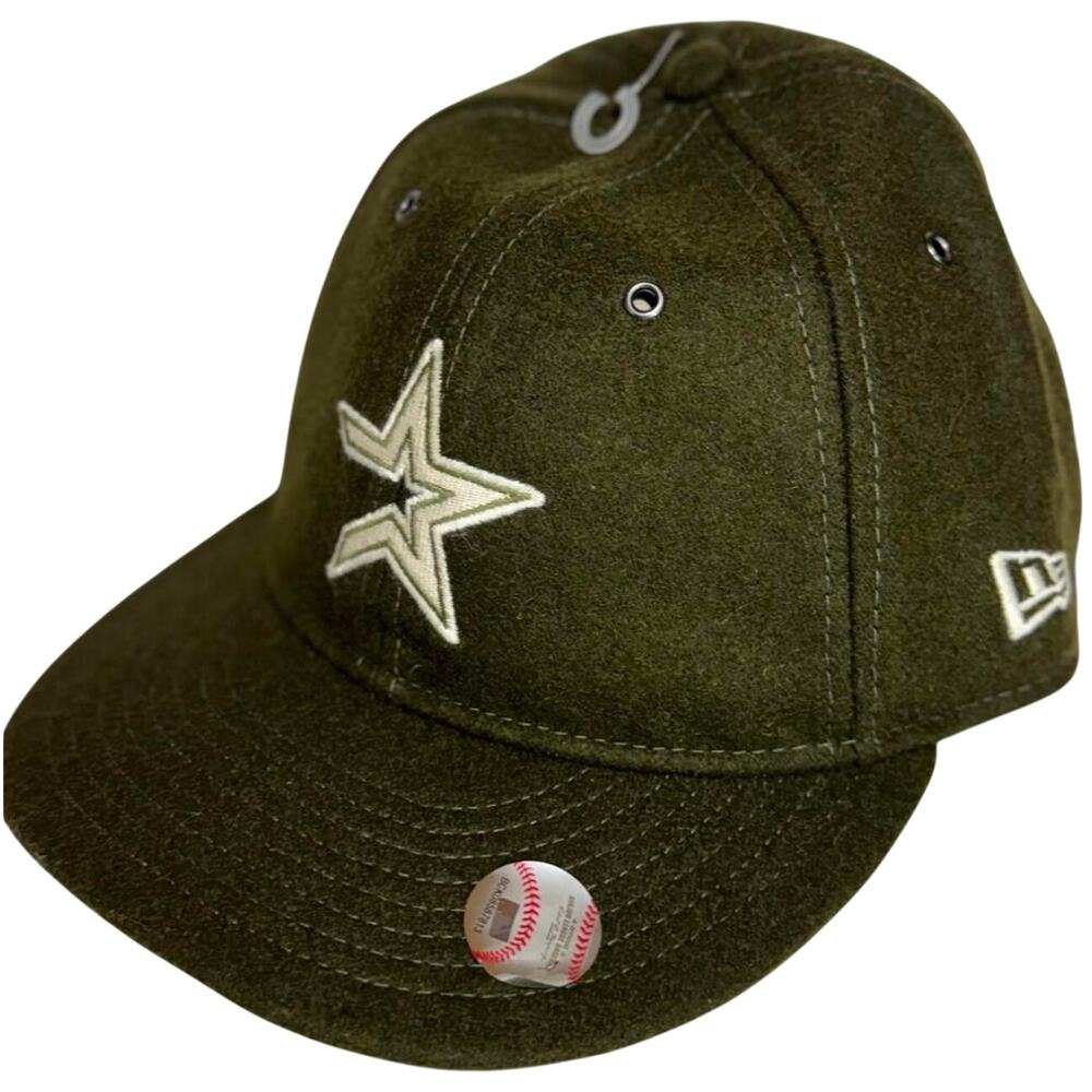 New Era Houston Astros Retro Crown Fitted Hat 7 1/2 Army Green
Wool